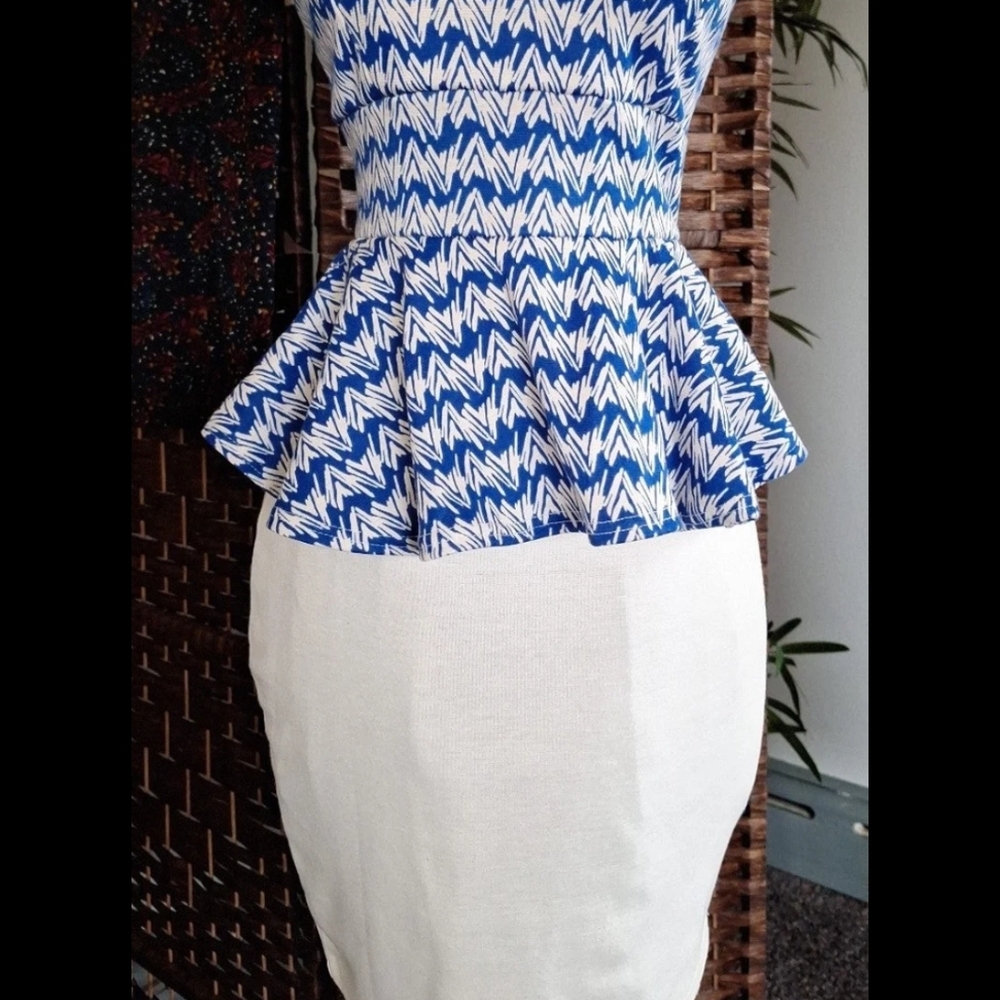 Body Central Blue and White Patterned Dress